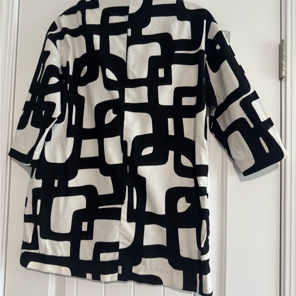 ELLIOTT LAUREN Black/white Jacket/coat Button Side Pockets 3/4 Sleeves Small 4 - Picture 4 of 5